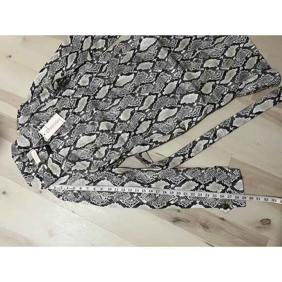 Choosy Luxe Exotic Vintage 90s Faux Snakeskin Leather Trench Coat Duster Jacket - Picture 8 of 11